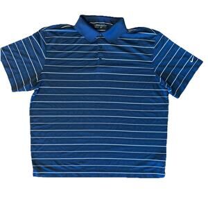 Nike Golf Men’s size XL Golf Polo Blue Striped Dri -Fit